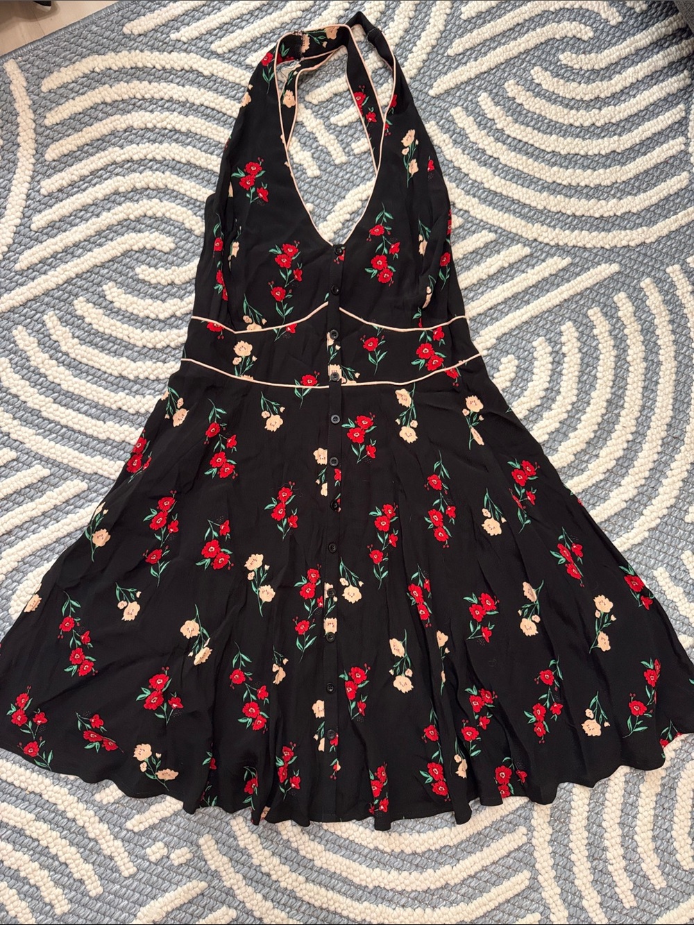 Forever 21+ Floral Halter Midi Dress 3X Button Front Smocked Back Cottagecore